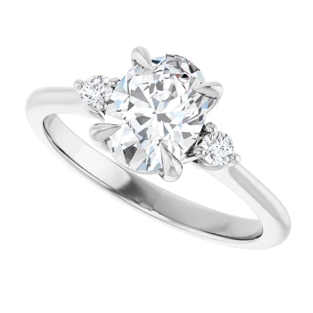 14K White Gold 1.28 CTW Oval Cut Three-Stone Diamond Engagement Ring-diamondnetjewellery