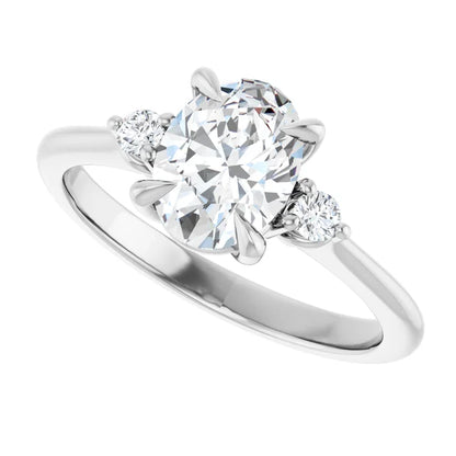 14K White Gold 1.28 CTW Oval Cut Three-Stone Diamond Engagement Ring-diamondnetjewellery