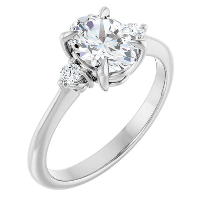 14K White Gold 1.28 CTW Oval Cut Three-Stone Diamond Engagement Ring-diamondnetjewellery