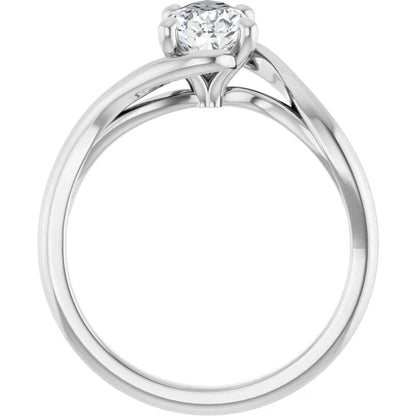 14K White Gold 1.00 CTW Pear Bypass Solitaire Diamond Engagement Ring-diamondnetjewellery