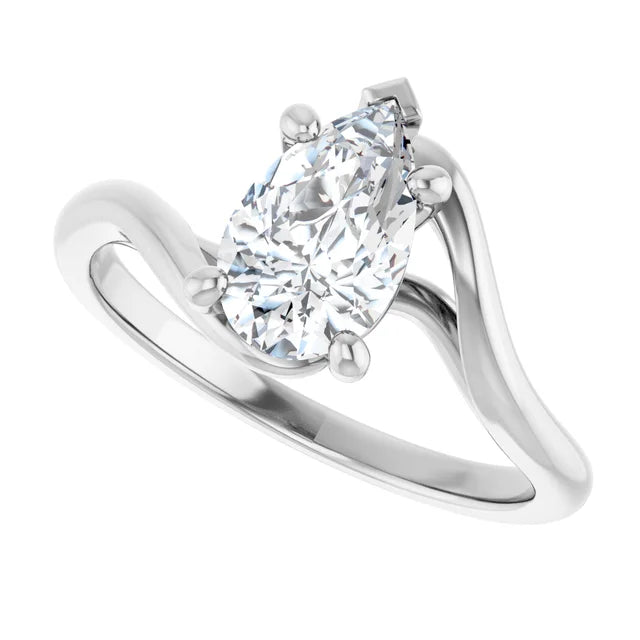 14K White Gold 1.00 CTW Pear Bypass Solitaire Diamond Engagement Ring-diamondnetjewellery
