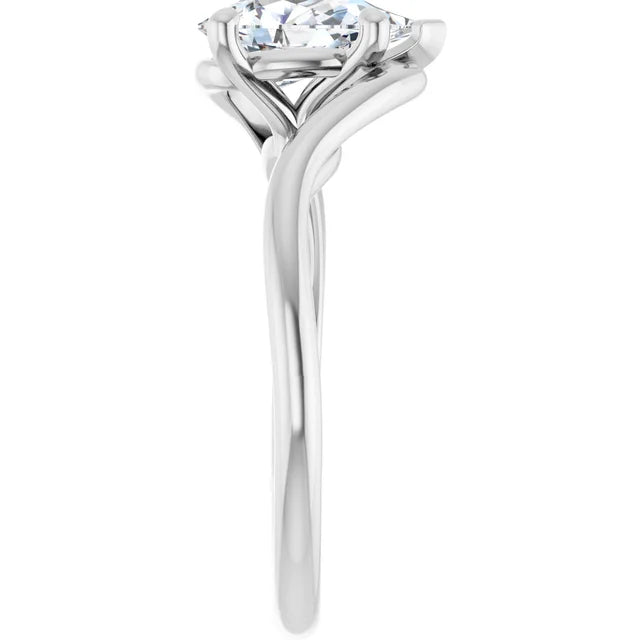 14K White Gold 1.00 CTW Pear Bypass Solitaire Diamond Engagement Ring-diamondnetjewellery