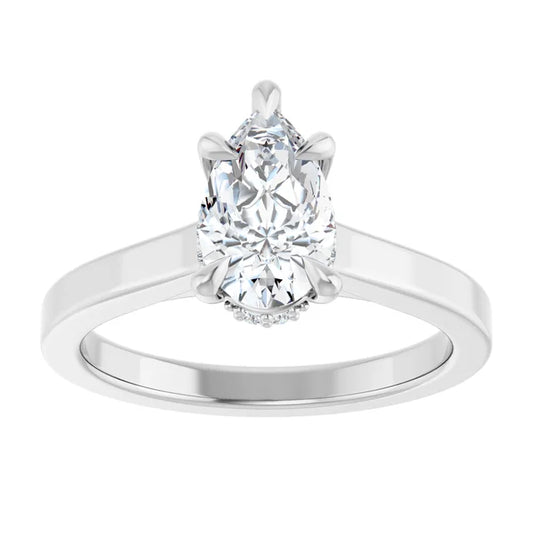 14K White Gold 1.12 CTW Pear Halo Solitaire Diamond Engagement Ring