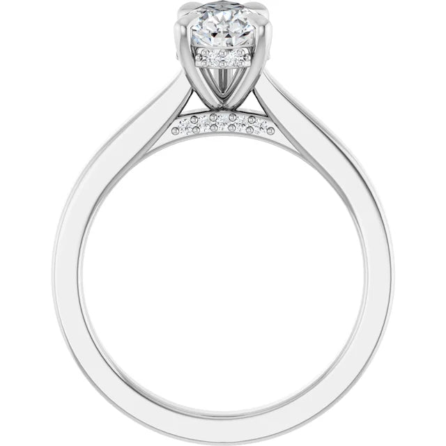 14K White Gold 1.12 CTW Pear Halo Solitaire Diamond Engagement Ring-diamondnetjewellery