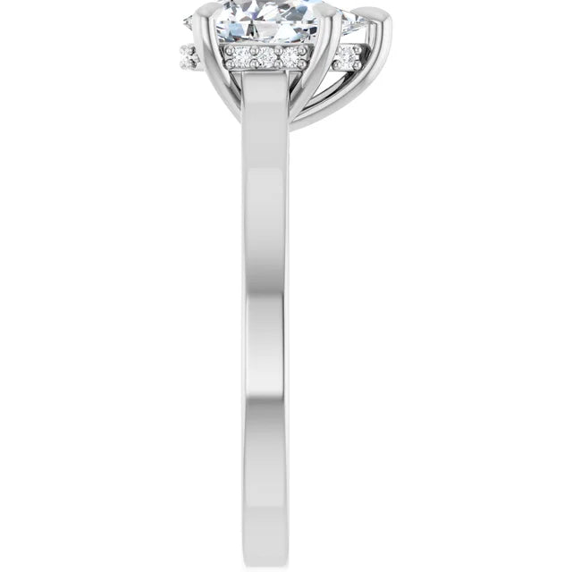 14K White Gold 1.12 CTW Pear Halo Solitaire Diamond Engagement Ring-diamondnetjewellery