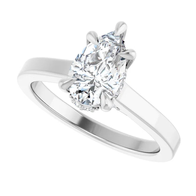 14K White Gold 1.12 CTW Pear Halo Solitaire Diamond Engagement Ring-diamondnetjewellery