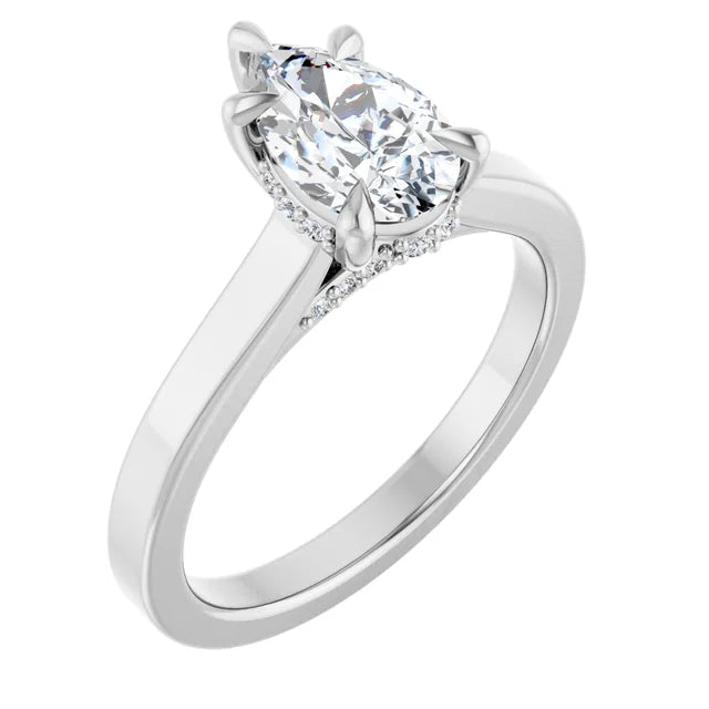 14K White Gold 1.12 CTW Pear Halo Solitaire Diamond Engagement Ring-diamondnetjewellery