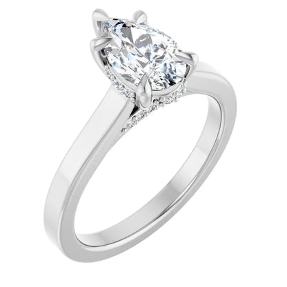 14K White Gold 1.12 CTW Pear Halo Solitaire Diamond Engagement Ring-diamondnetjewellery