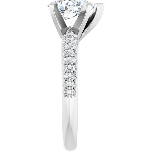 14K White Gold 1.37 CTW Pear Pavé Diamond Engagement Ring-diamondnetjewellery