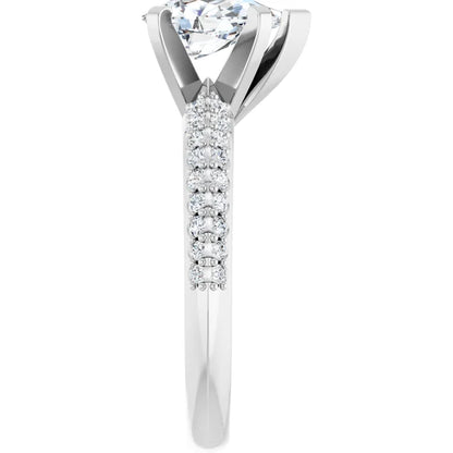 14K White Gold 1.37 CTW Pear Pavé Diamond Engagement Ring-diamondnetjewellery
