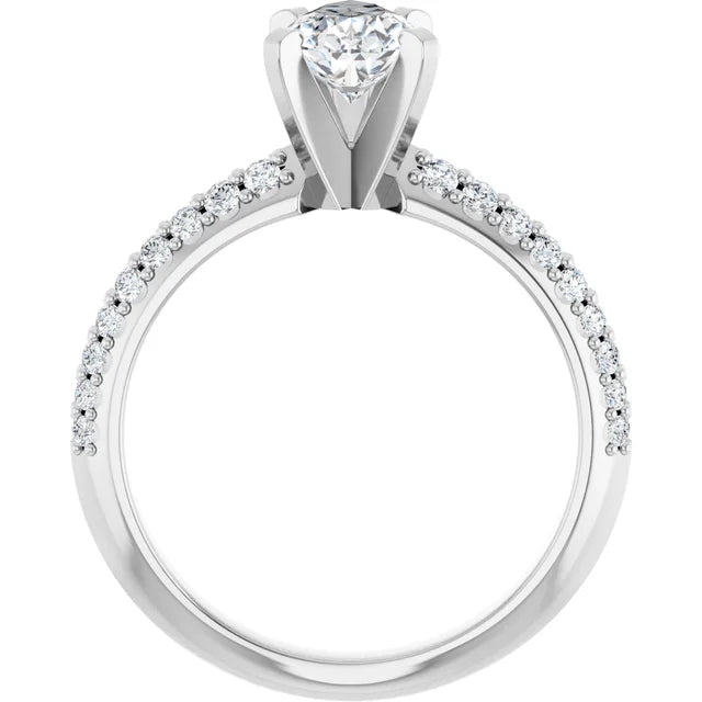14K White Gold 1.37 CTW Pear Pavé Diamond Engagement Ring-diamondnetjewellery