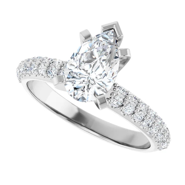 14K White Gold 1.37 CTW Pear Pavé Diamond Engagement Ring-diamondnetjewellery