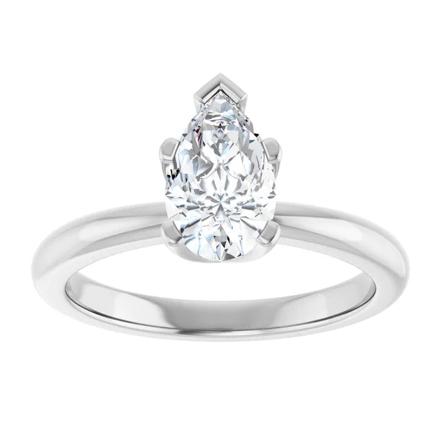 14K White Gold 1.00 CTW Pear Solitaire Diamond Engagement Ring
