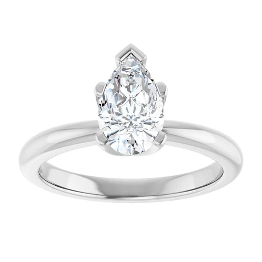 14K White Gold 1.00 CTW Pear Solitaire Diamond Engagement Ring