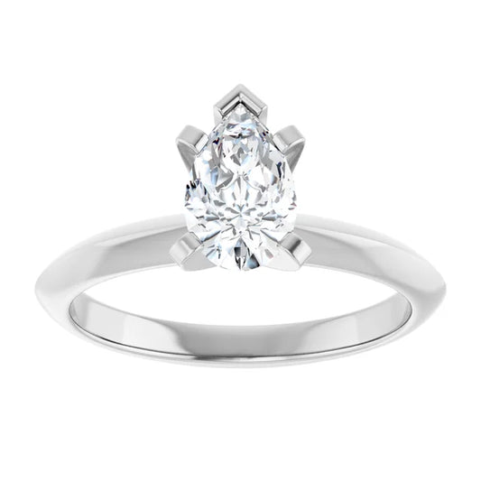 14K White Gold 0.70 CTW Pear Solitaire Diamond Engagement Ring