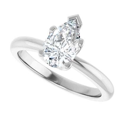 14K White Gold 1.00 CTW Pear Solitaire Diamond Engagement Ring