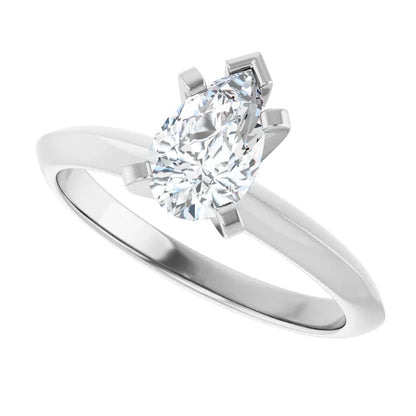 14K White Gold 0.70 CTW Pear Solitaire Diamond Engagement Ring-diamondnetjewellery