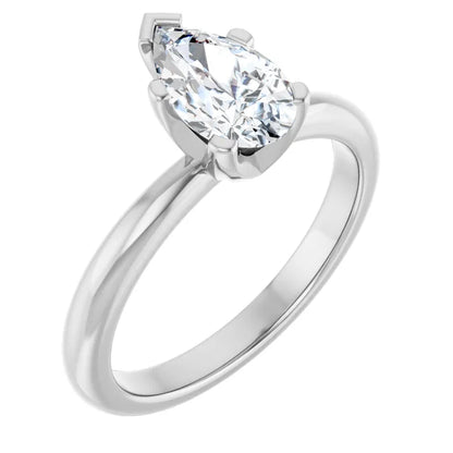 14K White Gold 1.00 CTW Pear Solitaire Diamond Engagement Ring