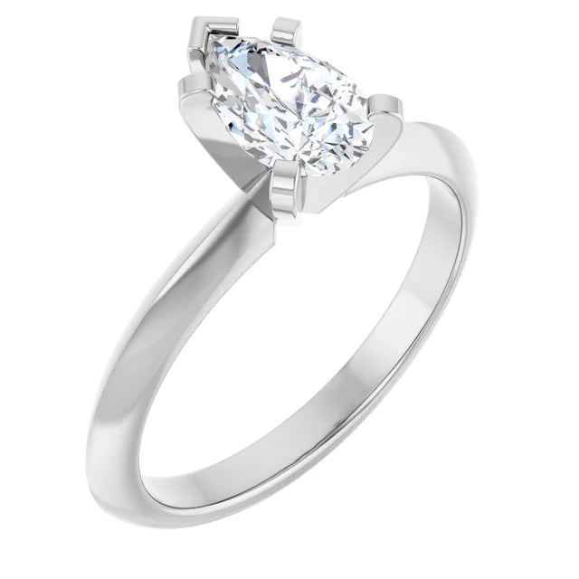 14K White Gold 0.70 CTW Pear Solitaire Diamond Engagement Ring-diamondnetjewellery