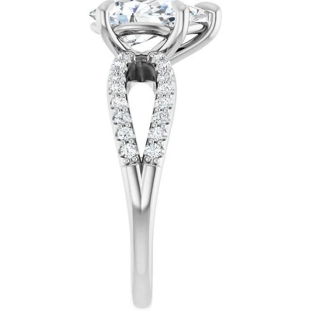 14K White Gold 1.82 CTW Pear Split Shank Diamond Engagement Ring-diamondnetjewellery