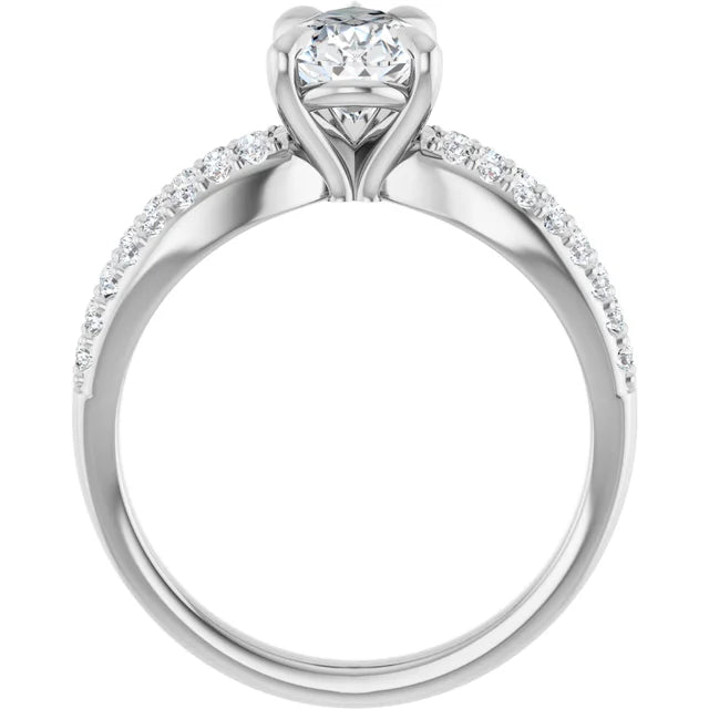 14K White Gold 1.82 CTW Pear Split Shank Diamond Engagement Ring-diamondnetjewellery