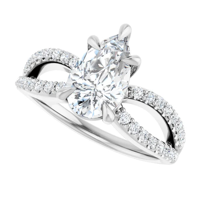 14K White Gold 1.82 CTW Pear Split Shank Diamond Engagement Ring-diamondnetjewellery