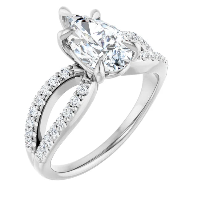 14K White Gold 1.82 CTW Pear Split Shank Diamond Engagement Ring-diamondnetjewellery