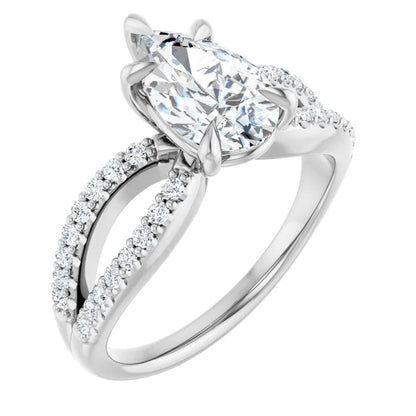 14K White Gold 1.82 CTW Pear Split Shank Diamond Engagement Ring-diamondnetjewellery