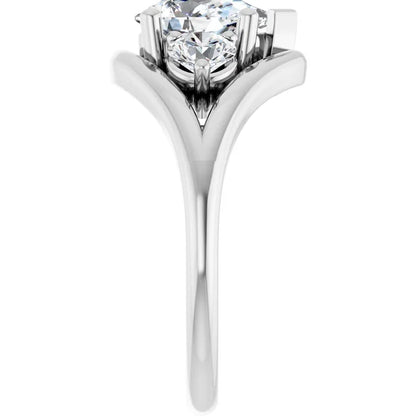 14K White Gold 1.40 CTW Pear Three-Stone Bypass Split Shank Diamond Engagement Ring-diamondnetjewellery