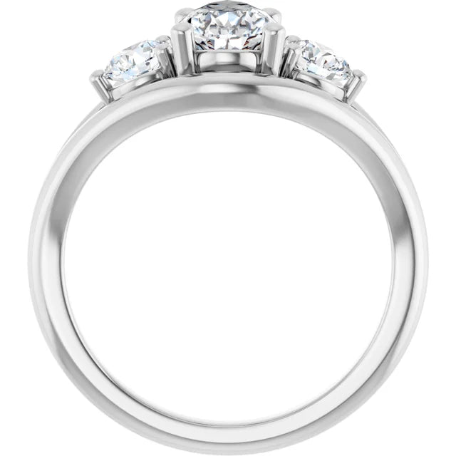 14K White Gold 1.40 CTW Pear Three-Stone Bypass Split Shank Diamond Engagement Ring-diamondnetjewellery