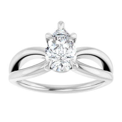 14K White Gold 1.00 CTW Pear Twisted Shank Diamond Engagement Ring-diamondnetjewellery