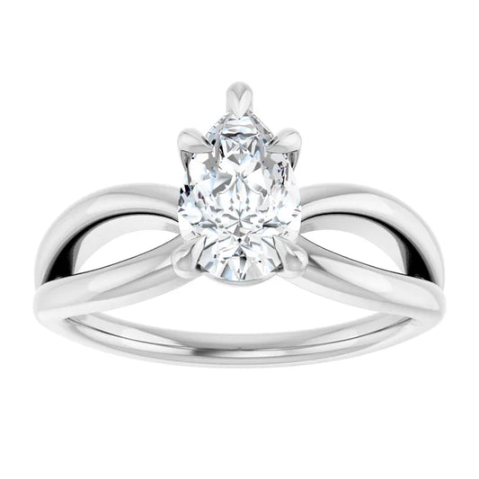 14K White Gold 1.00 CTW Pear Twisted Shank Diamond Engagement Ring