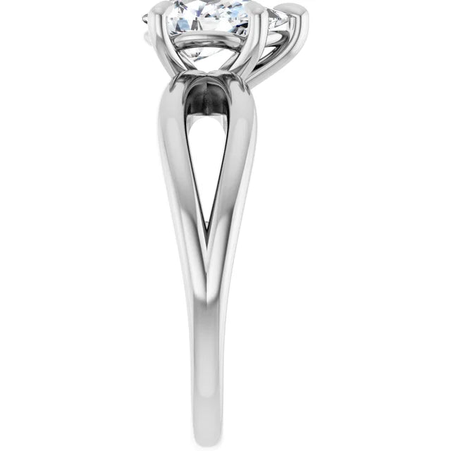 14K White Gold 1.00 CTW Pear Twisted Shank Diamond Engagement Ring-diamondnetjewellery