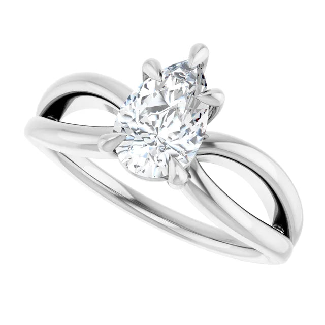14K White Gold 1.00 CTW Pear Twisted Shank Diamond Engagement Ring-diamondnetjewellery