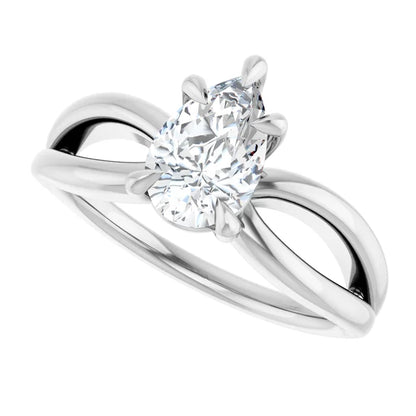 14K White Gold 1.00 CTW Pear Twisted Shank Diamond Engagement Ring-diamondnetjewellery