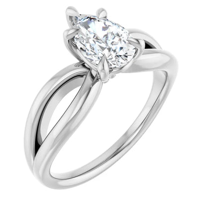 14K White Gold 1.00 CTW Pear Twisted Shank Diamond Engagement Ring-diamondnetjewellery