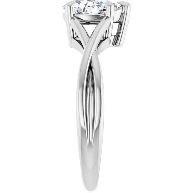 14K White Gold 0.70 CTW Pear Twisted Shank Solitaire Diamond Engagement Ring-diamondnetjewellery