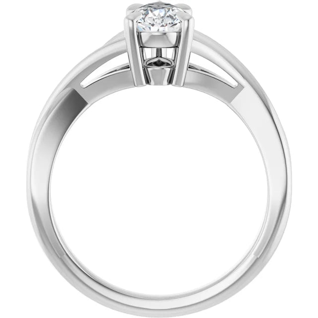14K White Gold 0.70 CTW Pear Twisted Shank Solitaire Diamond Engagement Ring-diamondnetjewellery