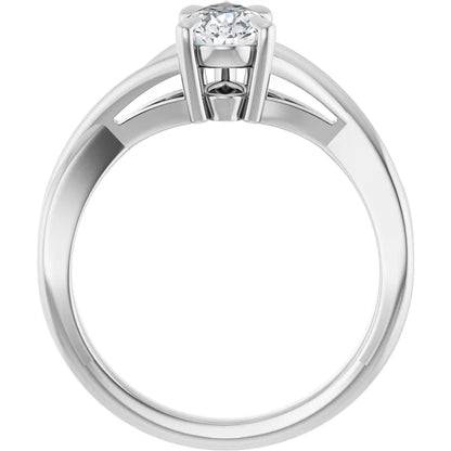 14K White Gold 0.70 CTW Pear Twisted Shank Solitaire Diamond Engagement Ring-diamondnetjewellery