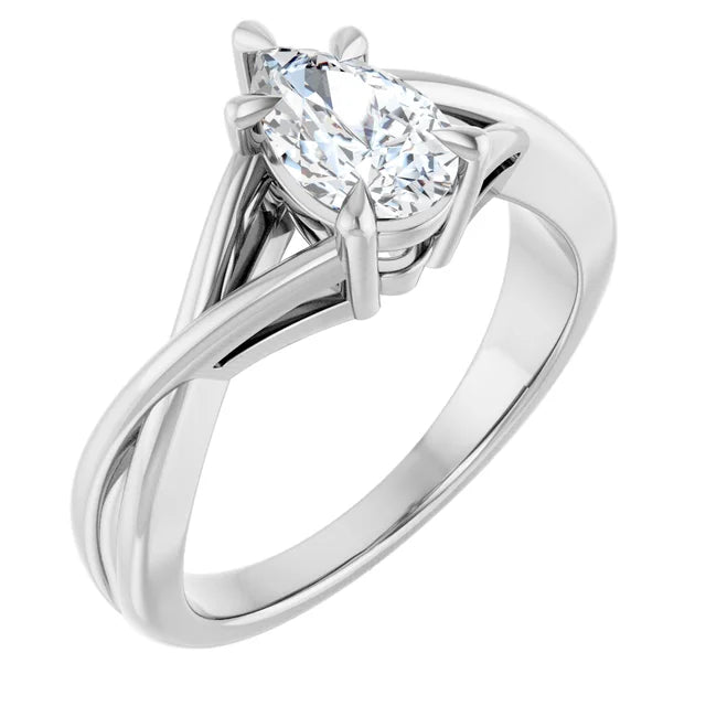 14K White Gold 0.70 CTW Pear Twisted Shank Solitaire Diamond Engagement Ring-diamondnetjewellery