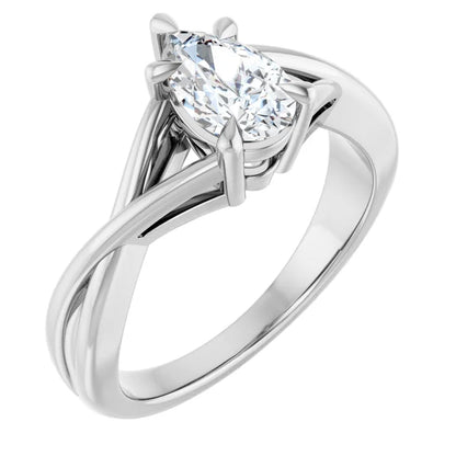 14K White Gold 0.70 CTW Pear Twisted Shank Solitaire Diamond Engagement Ring-diamondnetjewellery