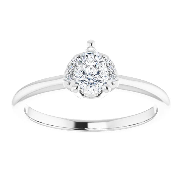 14K White Gold 0.80 CTW Pear Accented Lab Grown Diamond Engagement Ring