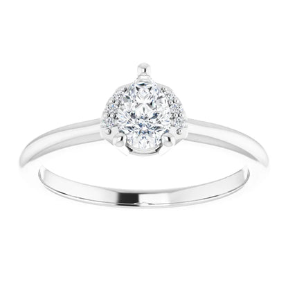 14K White Gold 0.80 CTW Pear Accented Lab Grown Diamond Engagement Ring