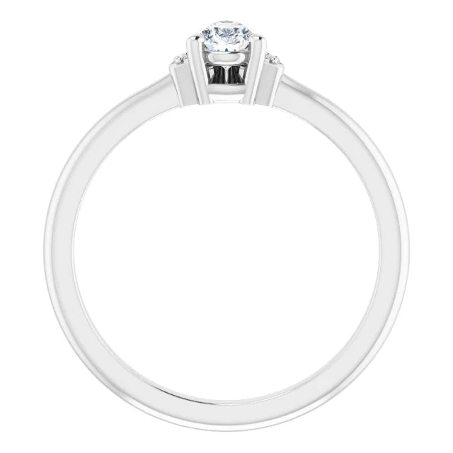 14K White Gold 0.80 CTW Pear Accented Lab Grown Diamond Engagement Ring