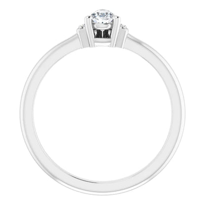 14K White Gold 0.80 CTW Pear Accented Lab Grown Diamond Engagement Ring