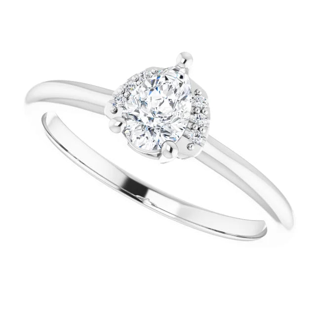 14K White Gold 0.80 CTW Pear Accented Lab Grown Diamond Engagement Ring