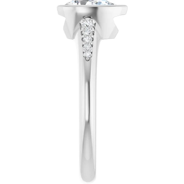 14K White Gold 0.81 CTW Pear Bezel-Set Solitaire Lab Grown Diamond Engagement Ring