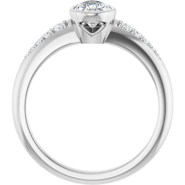 14K White Gold 0.81 CTW Pear Bezel-Set Solitaire Lab Grown Diamond Engagement Ring