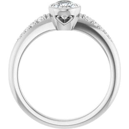 14K White Gold 0.81 CTW Pear Bezel-Set Solitaire Lab Grown Diamond Engagement Ring