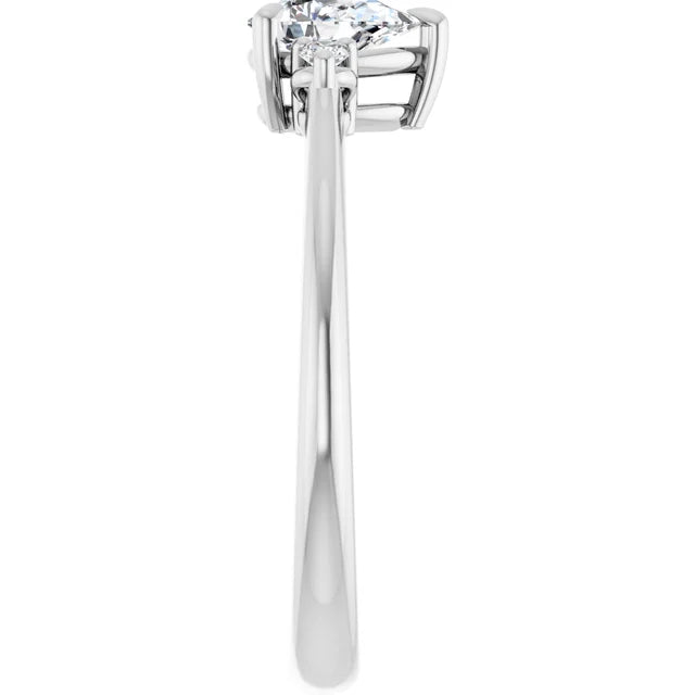 14K White Gold 0.83 CTW Pear Claw-Prong Accented Lab Grown Diamond Engagement Ring